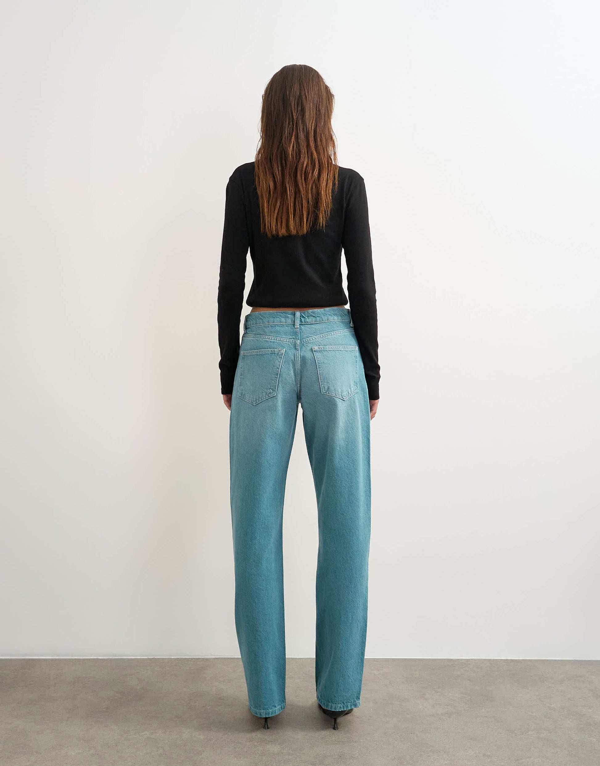 Topshop Ember low rise relaxed straight leg jean in teal
