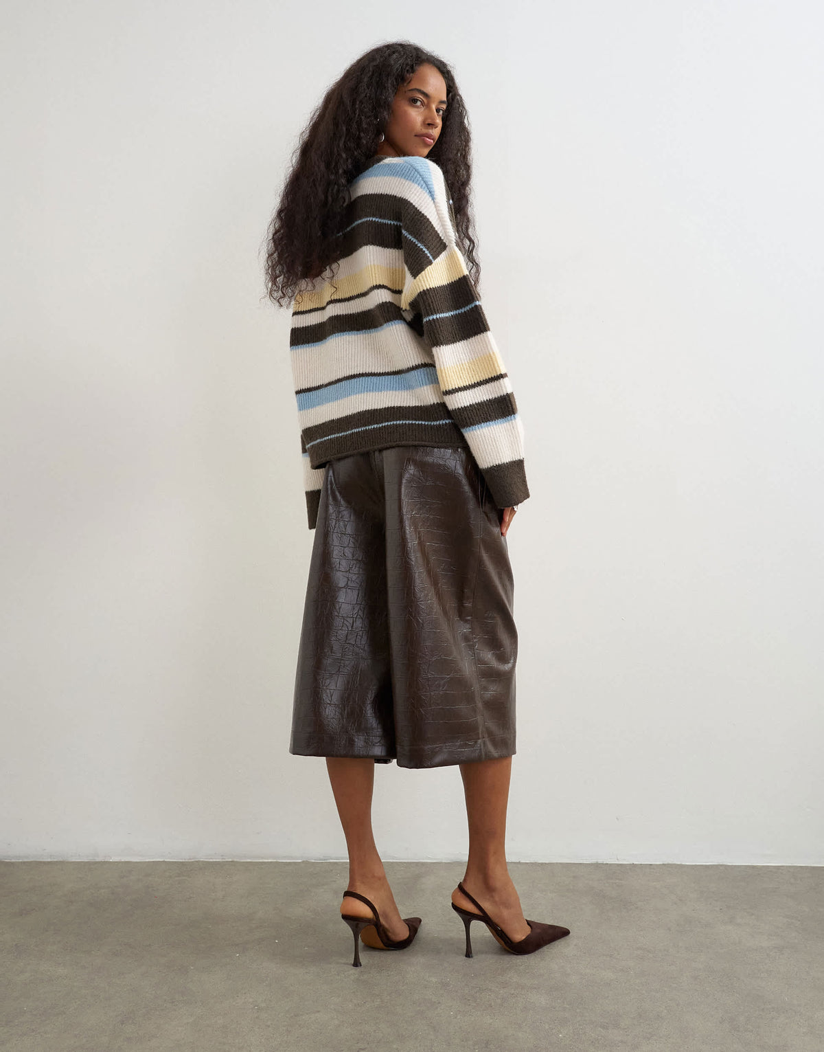 Topshop croc faux leather a line bermuda in chocolate