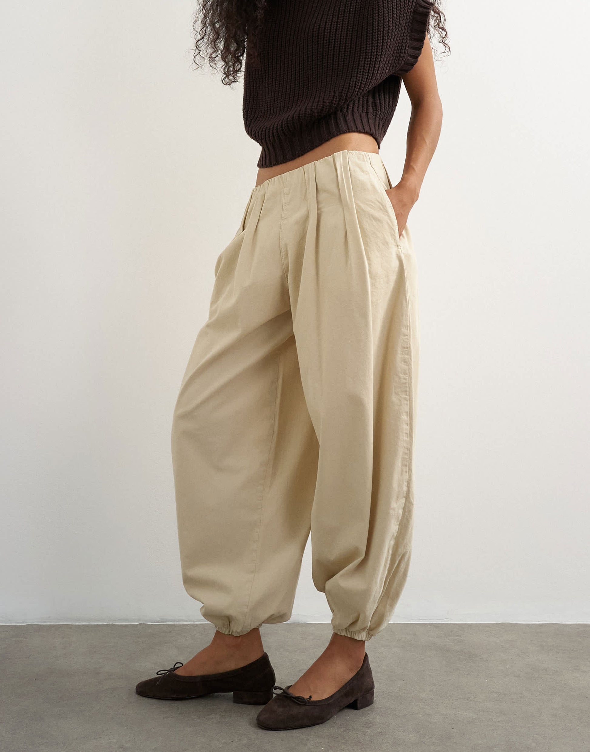 Topshop poplin balloon trouser in cream