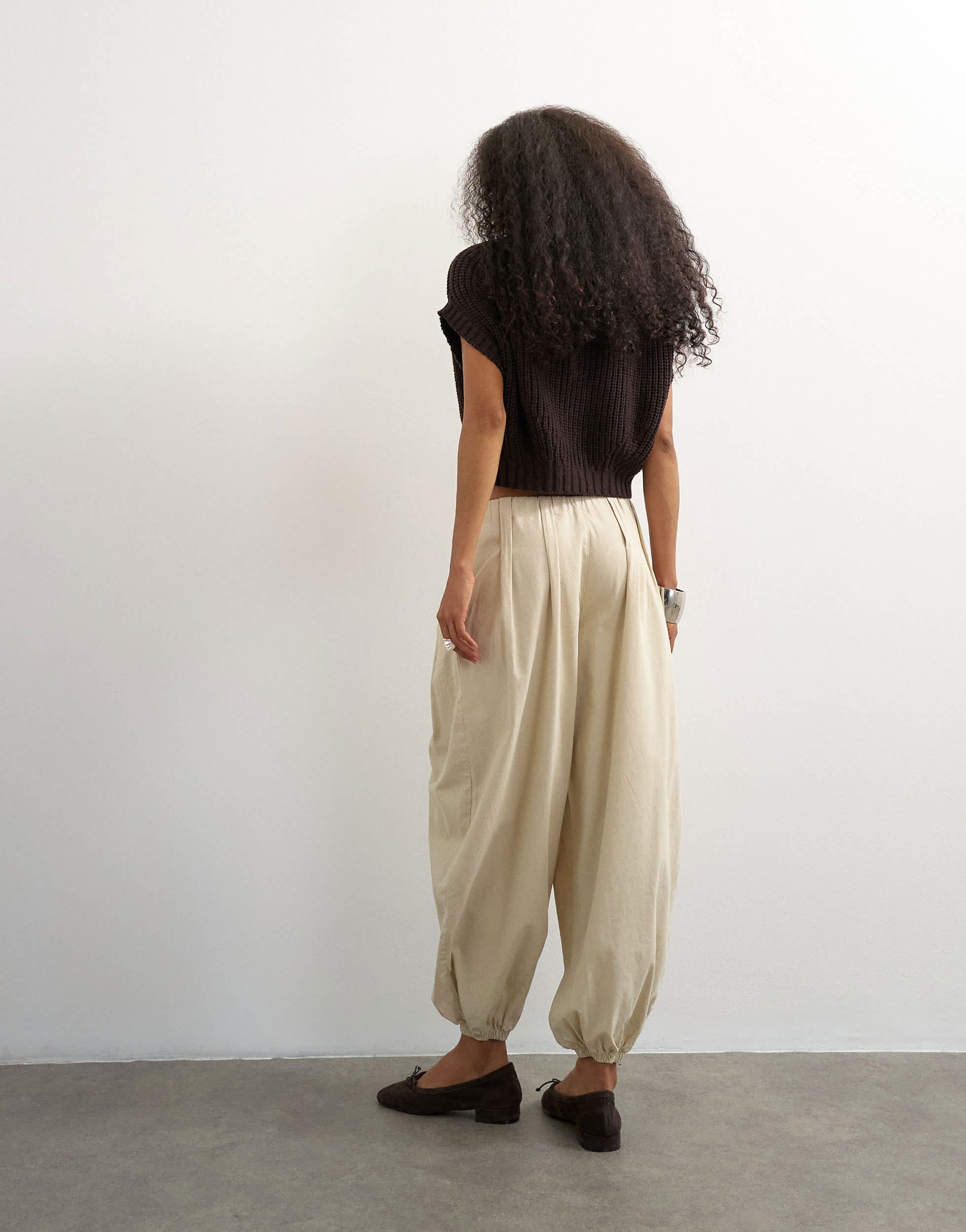 Topshop poplin balloon trouser in cream