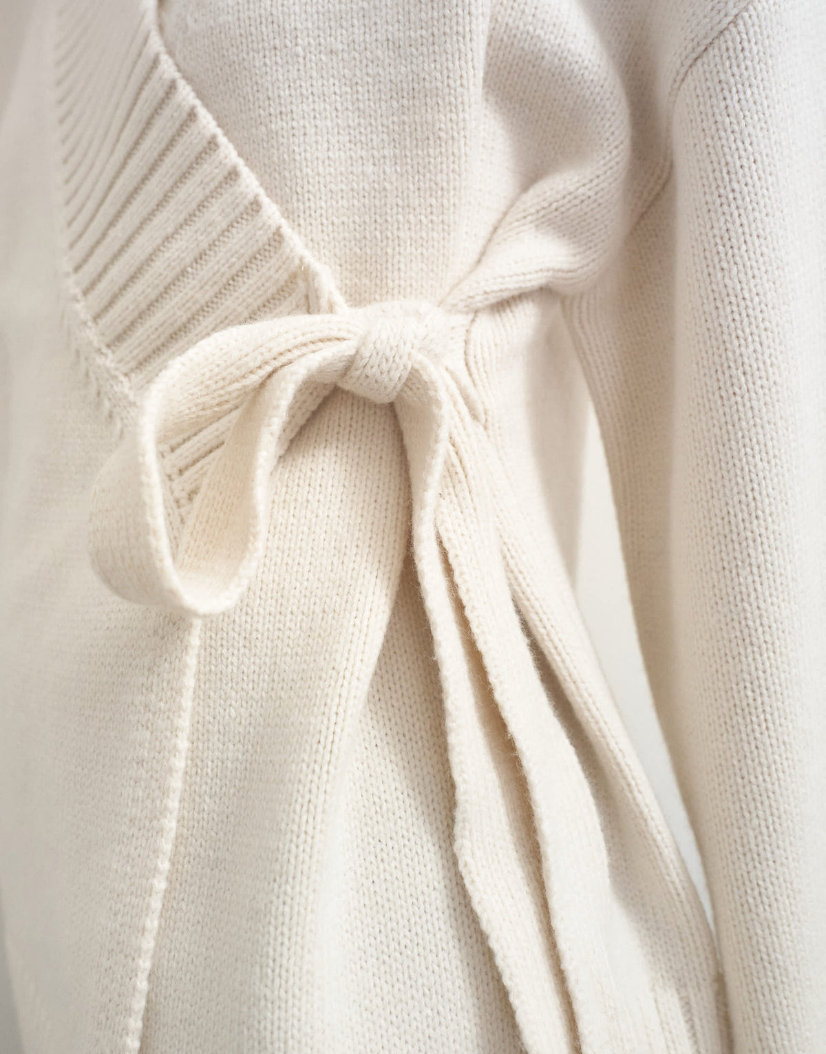 Topshop knitted wrap tie waist cardigan with wool in ivory