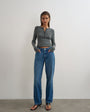 Topshop Vintage straight mid rise jean in mid blue