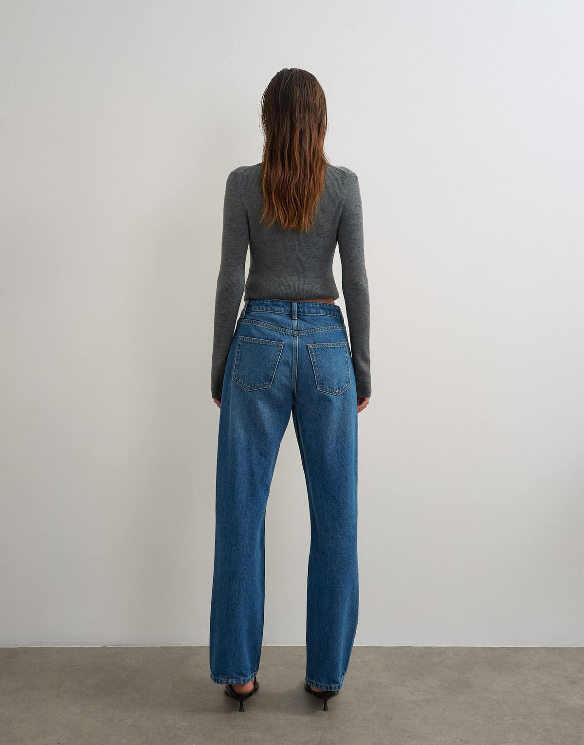 Topshop Vintage straight mid rise jean in mid blue