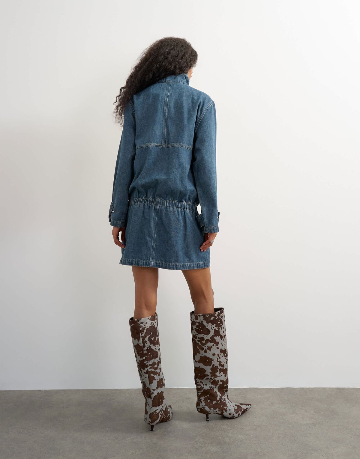 Topshop Funnel bubble dress in mid blue