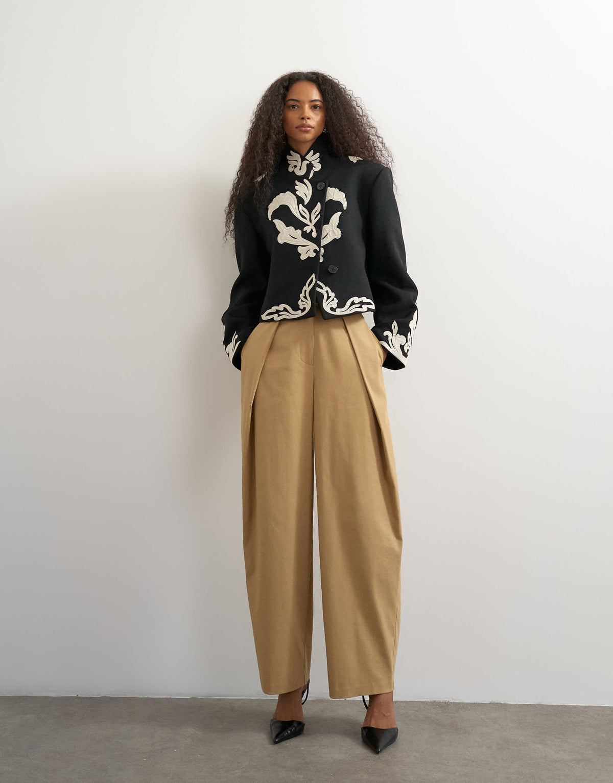 Topshop pleat barrel trouser in beige