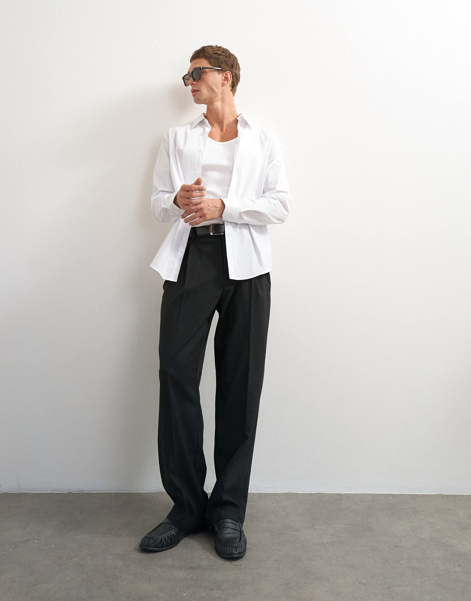 Topman regular fit long sleeve formal stretch shirt in white