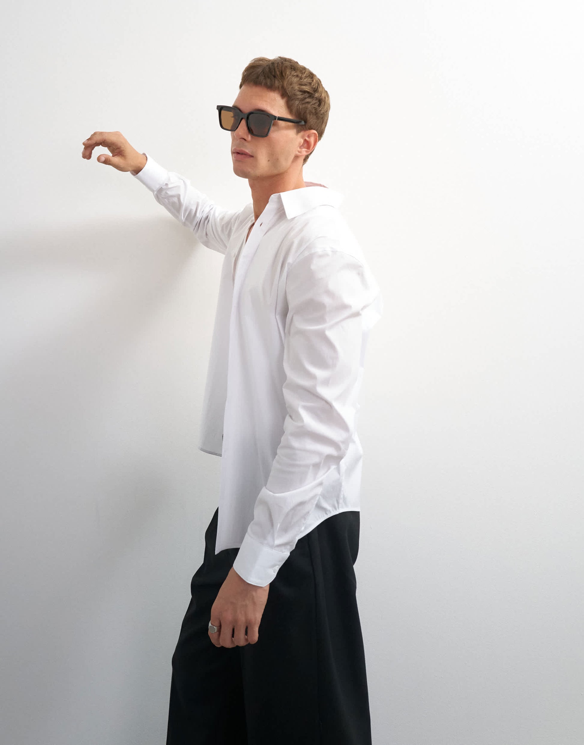 Topman regular fit long sleeve formal stretch shirt in white