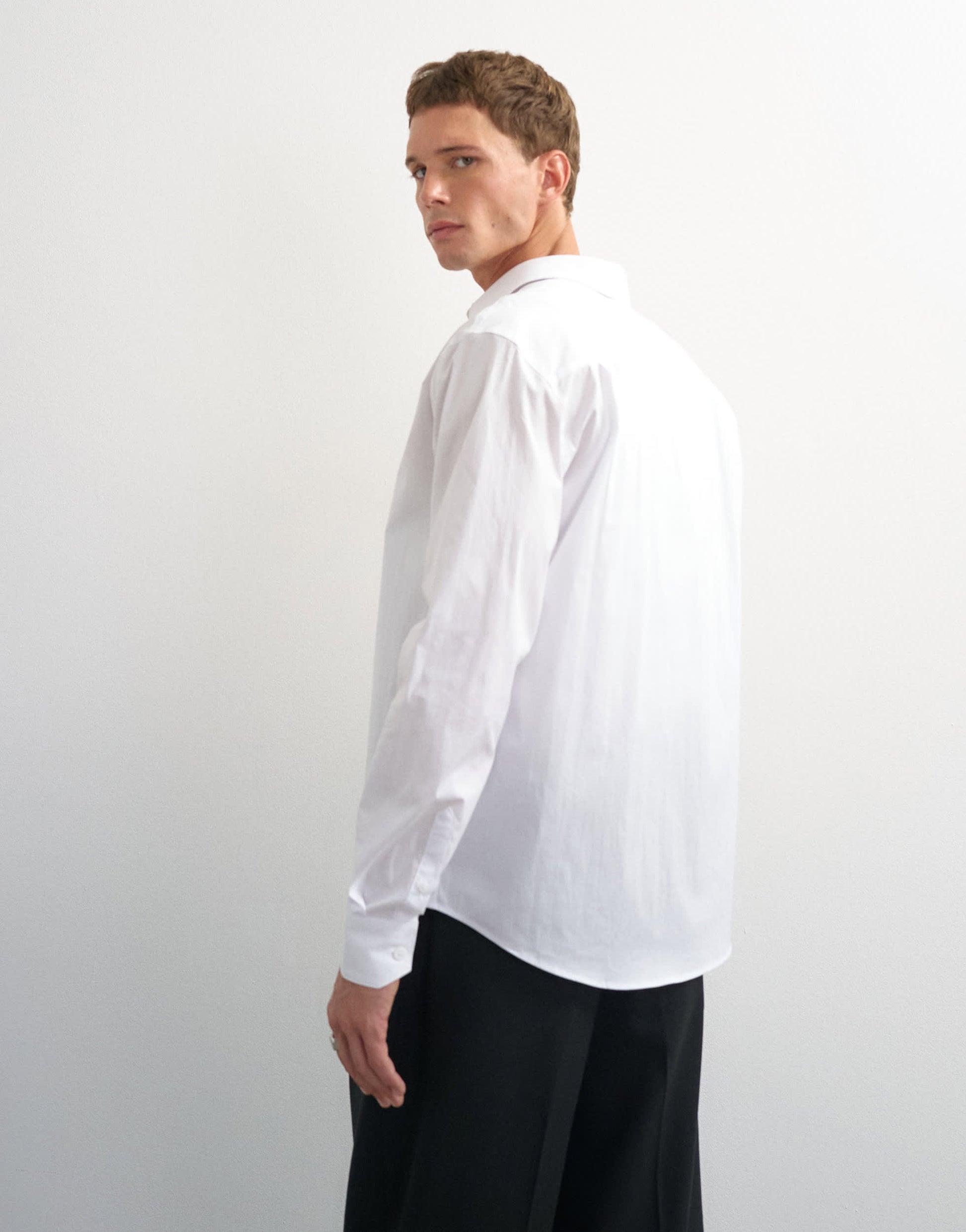 Topman regular fit long sleeve formal stretch shirt in white