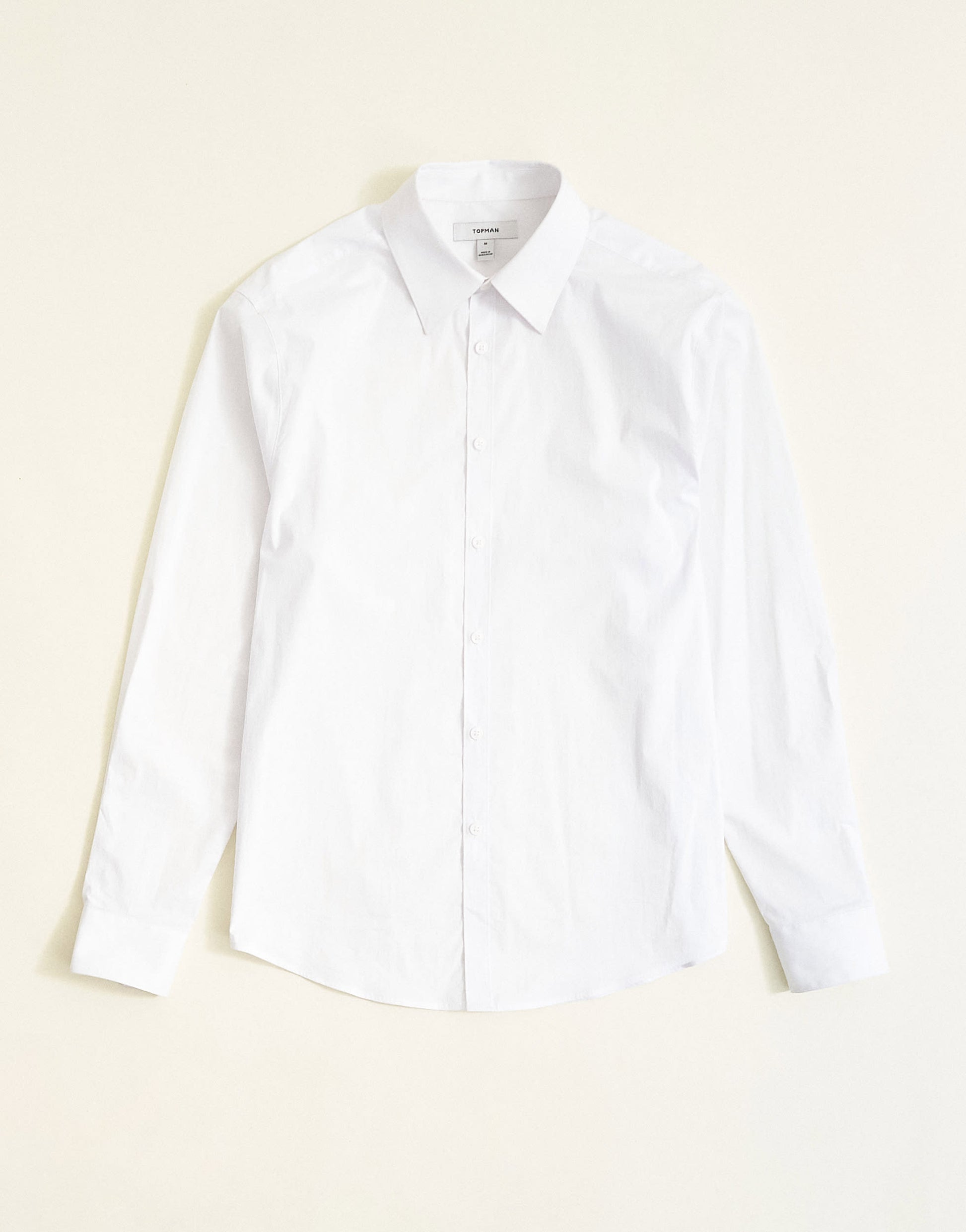 Topman regular fit long sleeve formal stretch shirt in white