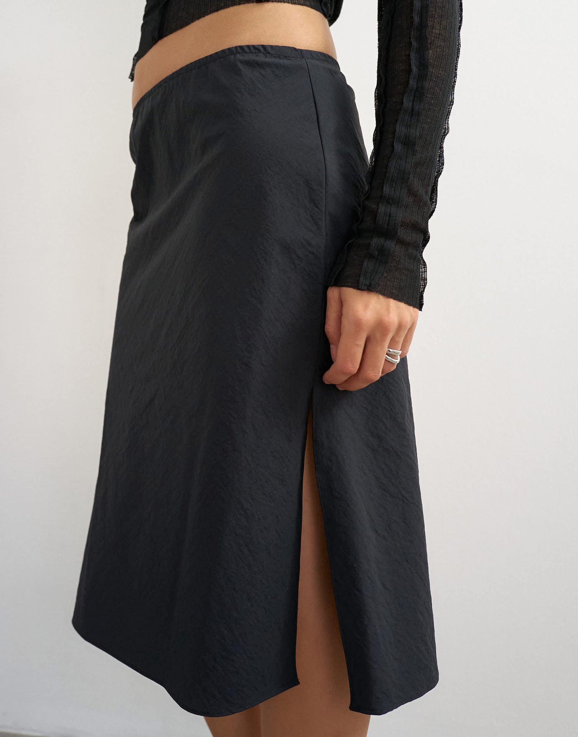 Topshop techy 90s length skirt in black