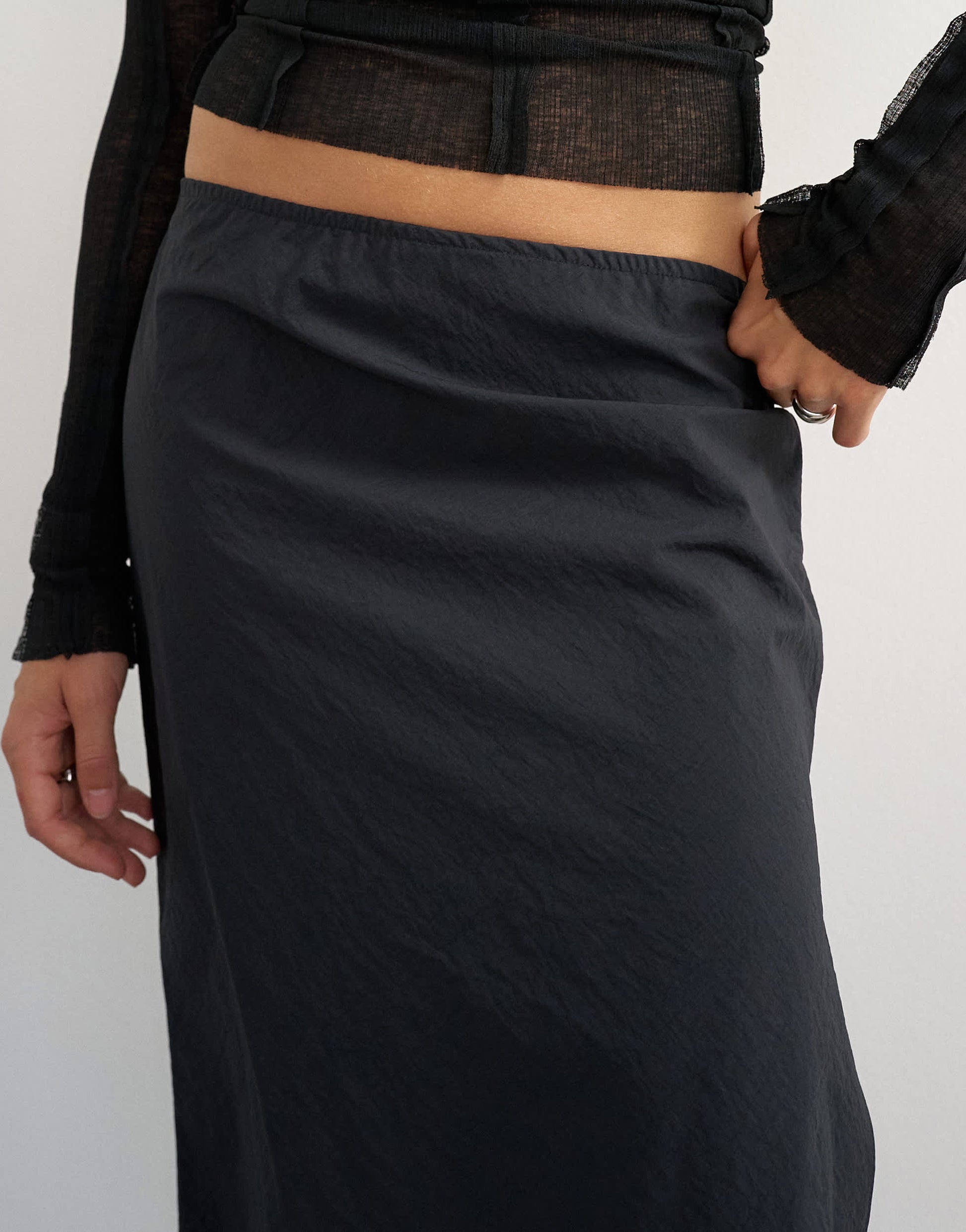 Topshop techy 90s length skirt in black