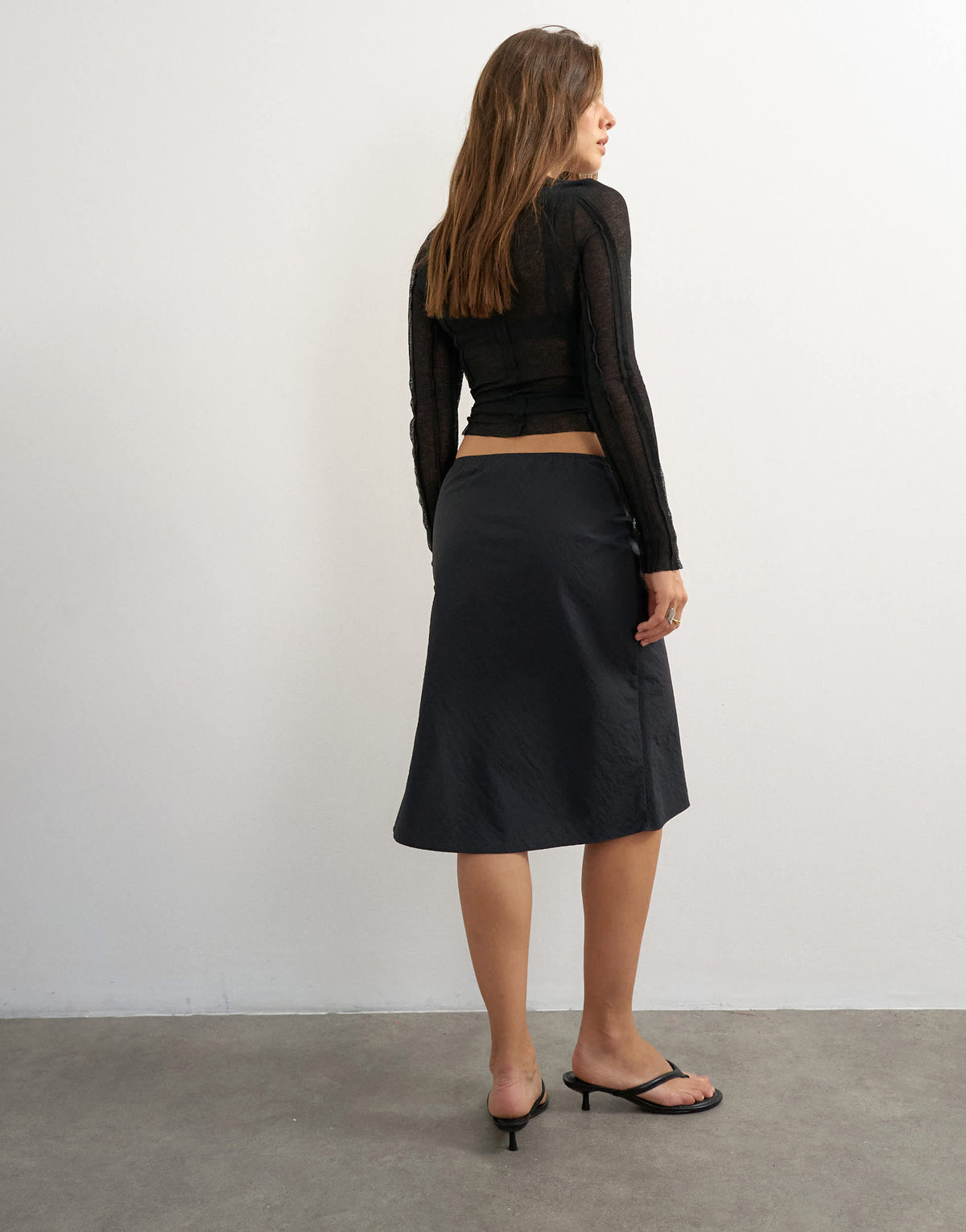 Topshop techy 90s length skirt in black