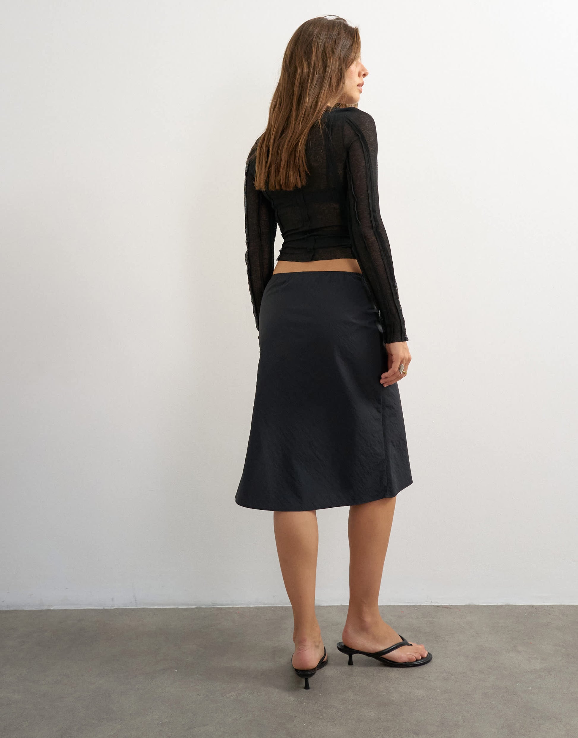 Topshop techy 90s length skirt in black