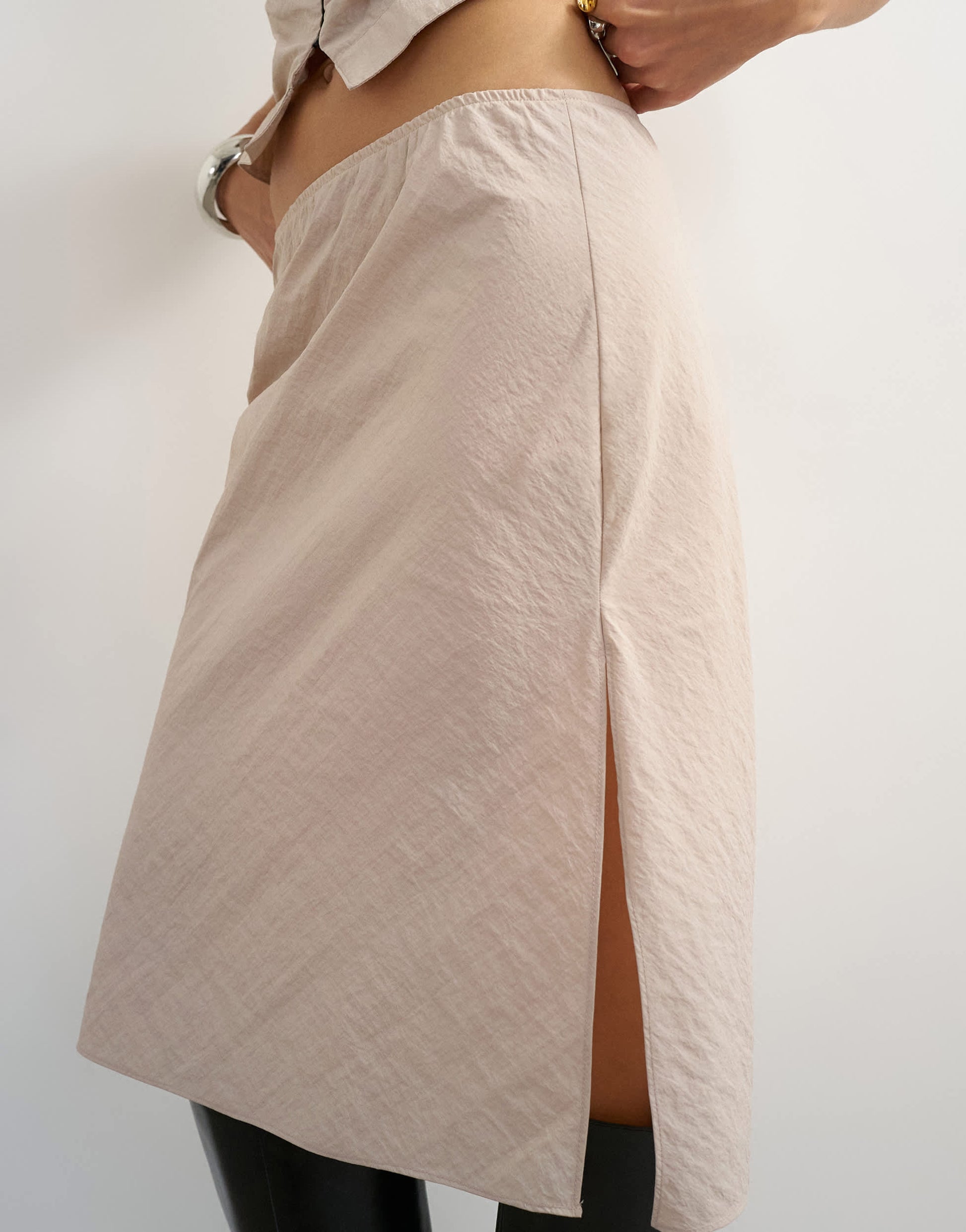 Topshop co-ord techy 90s length skirt in ecru