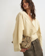 Topshop oversized shawl neckline wrap top in stone