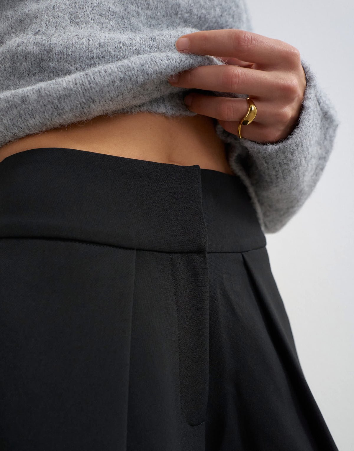 Topshop front pleat wide leg trouser in black