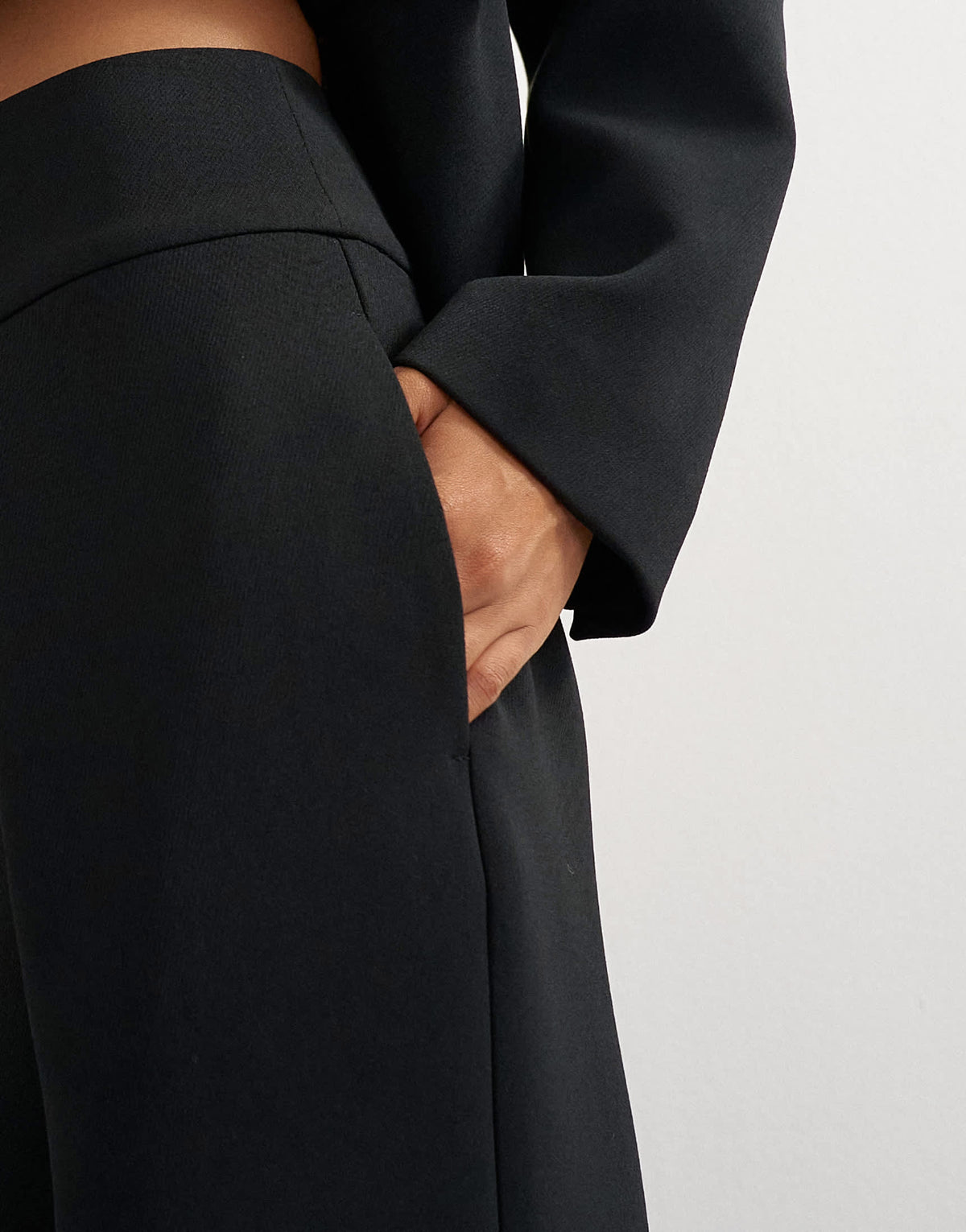 Topshop front pleat wide leg trouser in black
