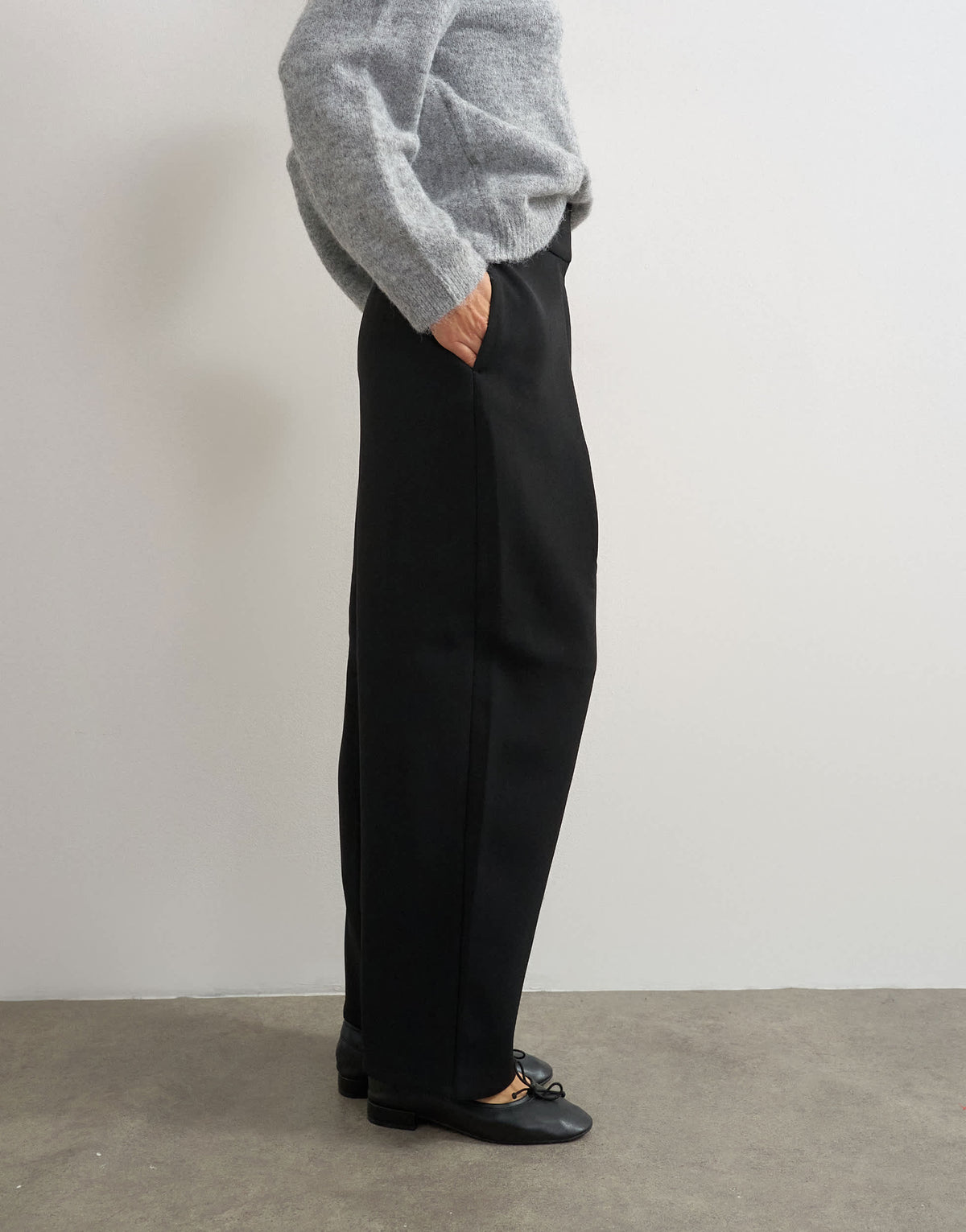 Topshop front pleat wide leg trouser in black