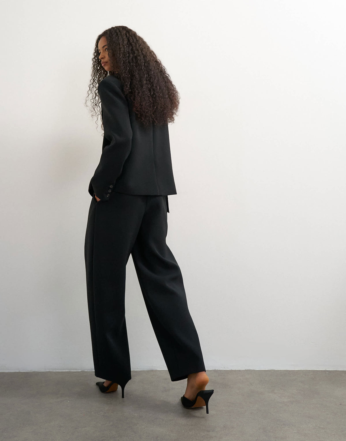 Topshop front pleat wide leg trouser in black