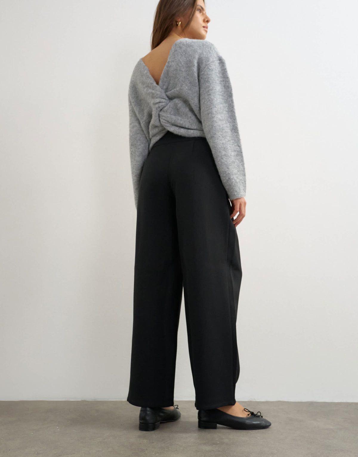 Topshop front pleat wide leg trouser in black