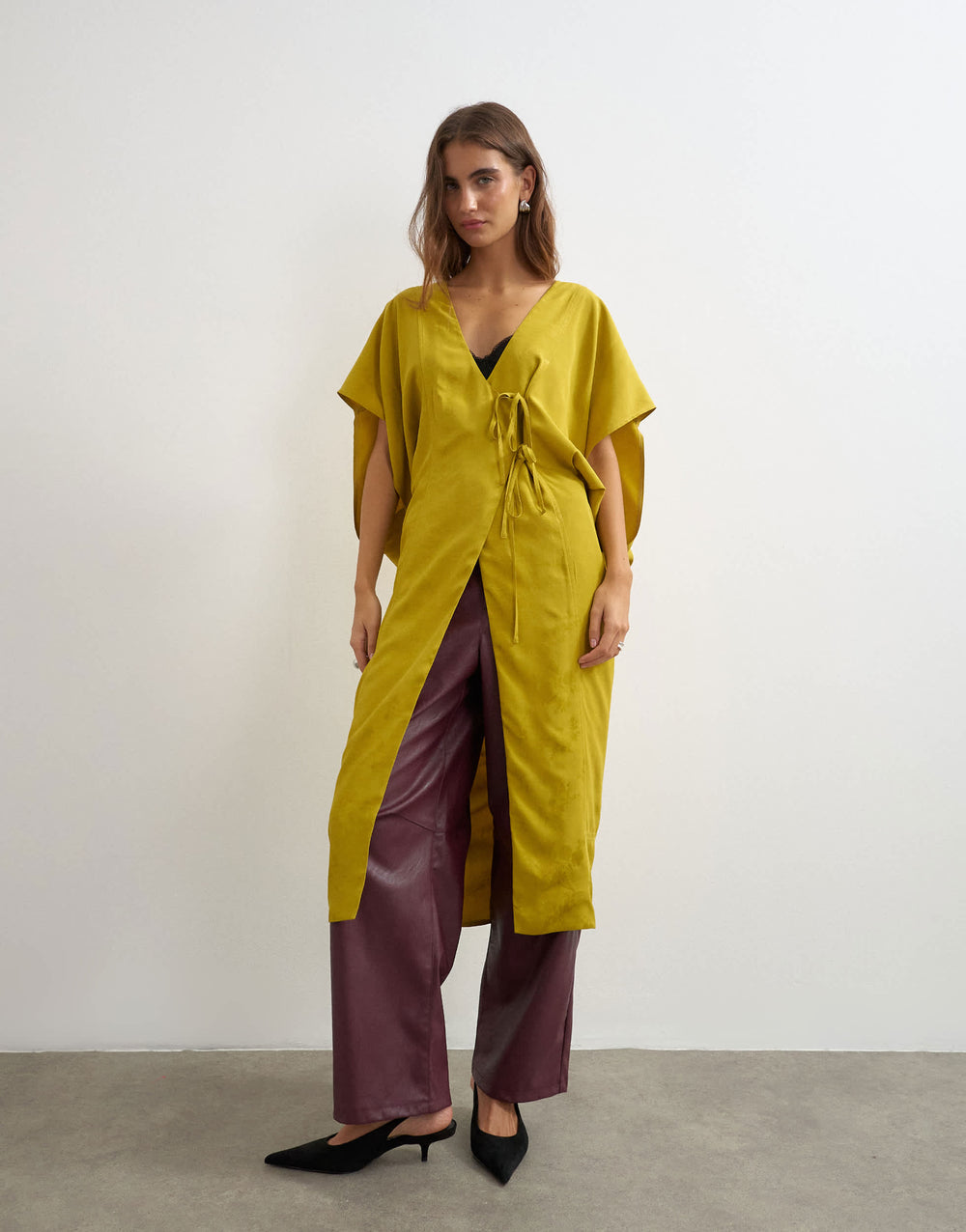 Topshop Jacquard-Maxi-Bettjacke in Senfgelb