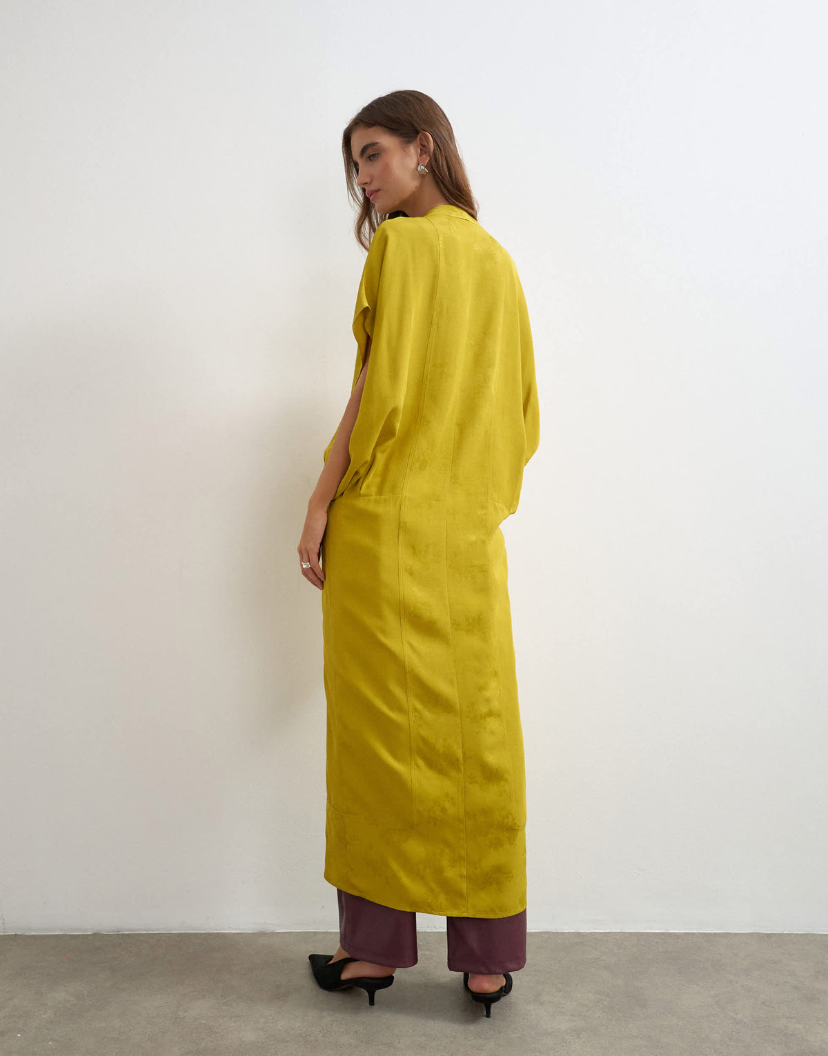 Topshop jacquard maxi bed jacket in mustard
