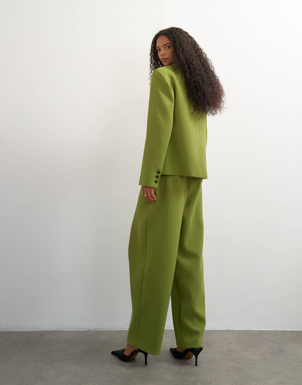 Topshop front pleat wide leg trouser in dark green