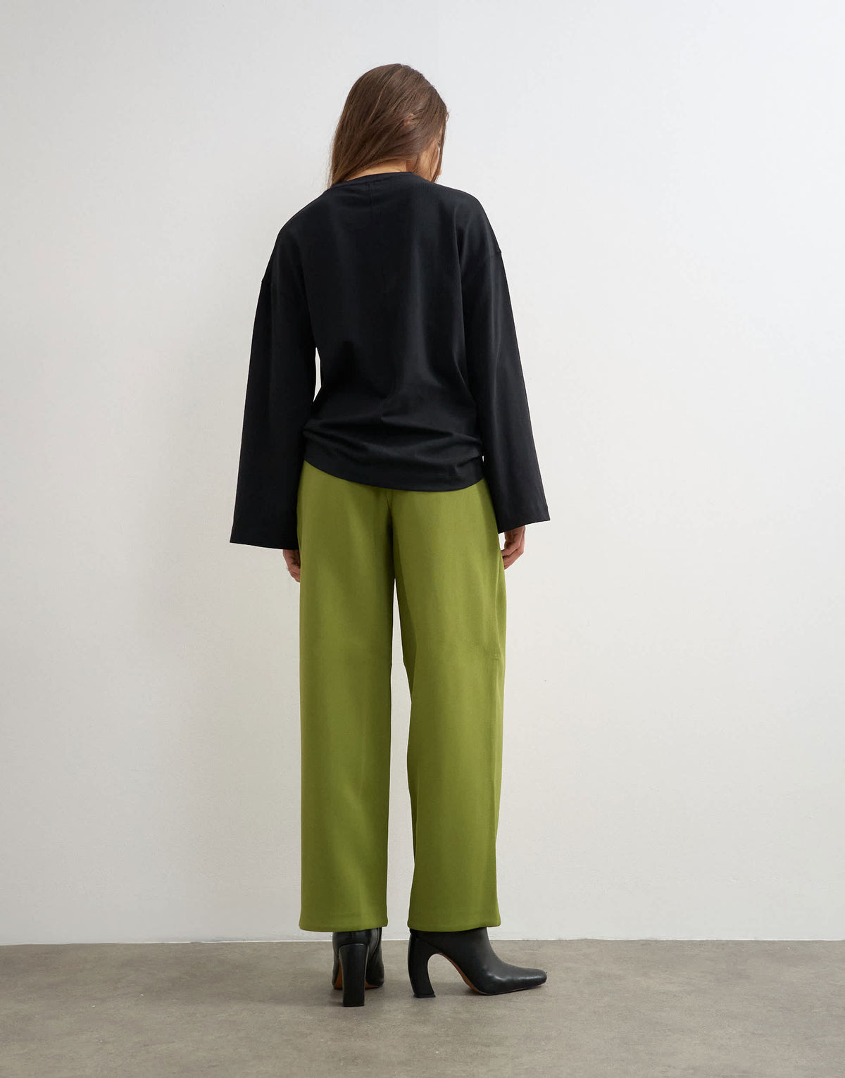 Topshop front pleat wide leg trouser in olive