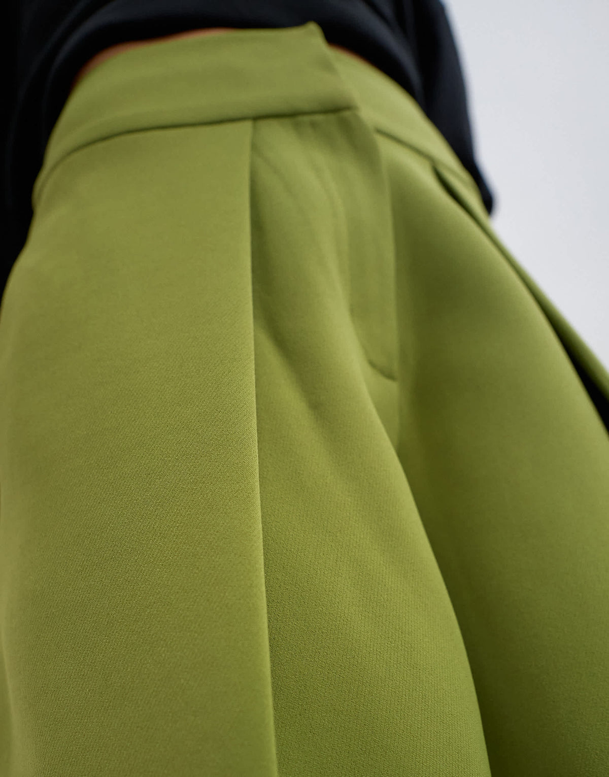 Topshop front pleat wide leg trouser in olive