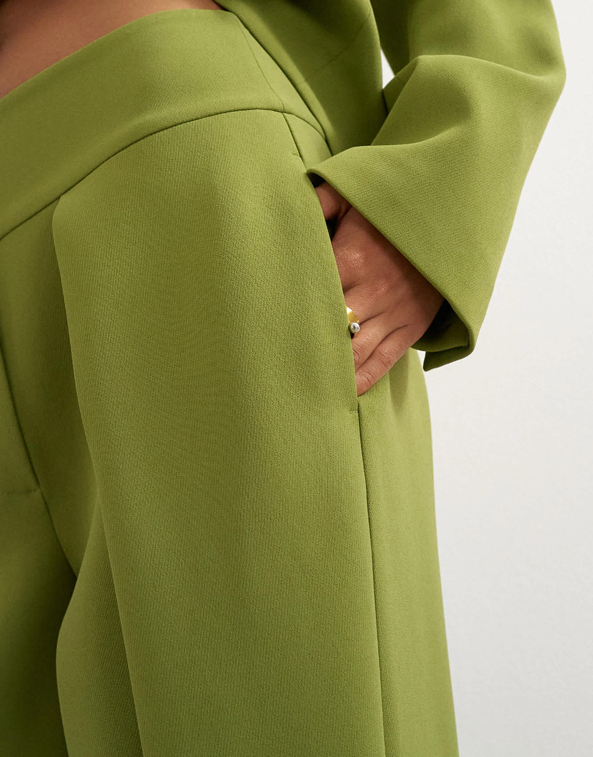 Topshop front pleat wide leg trouser in olive