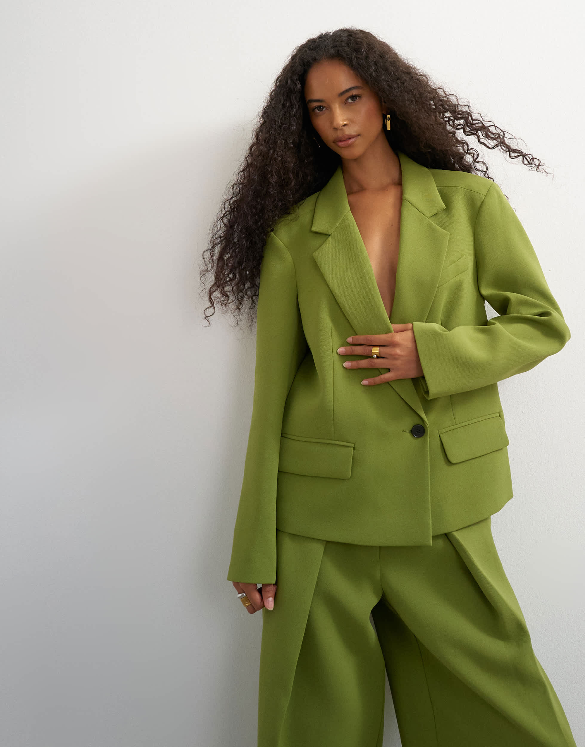 Topshop boxy boyfriend blazer in olive