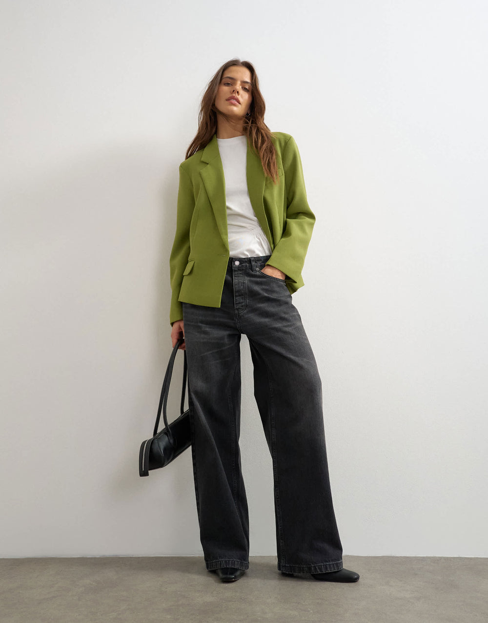 Blazer court et carré Topshop, couleur olive