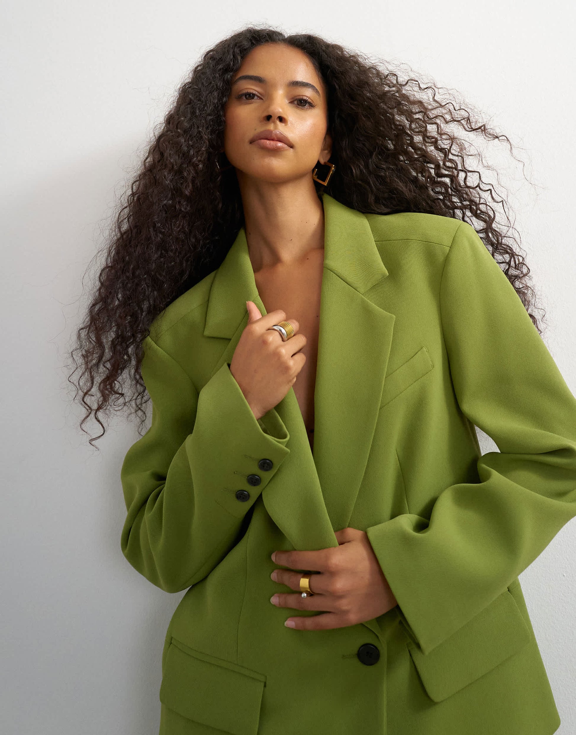 Topshop boxy boyfriend blazer in olive