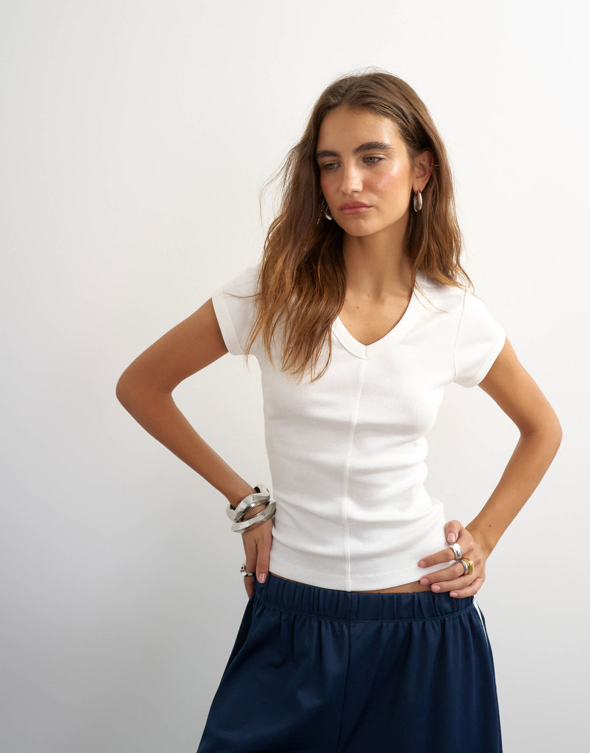 Topshop scoop v baby tee in white