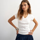 Topshop scoop v baby tee in white