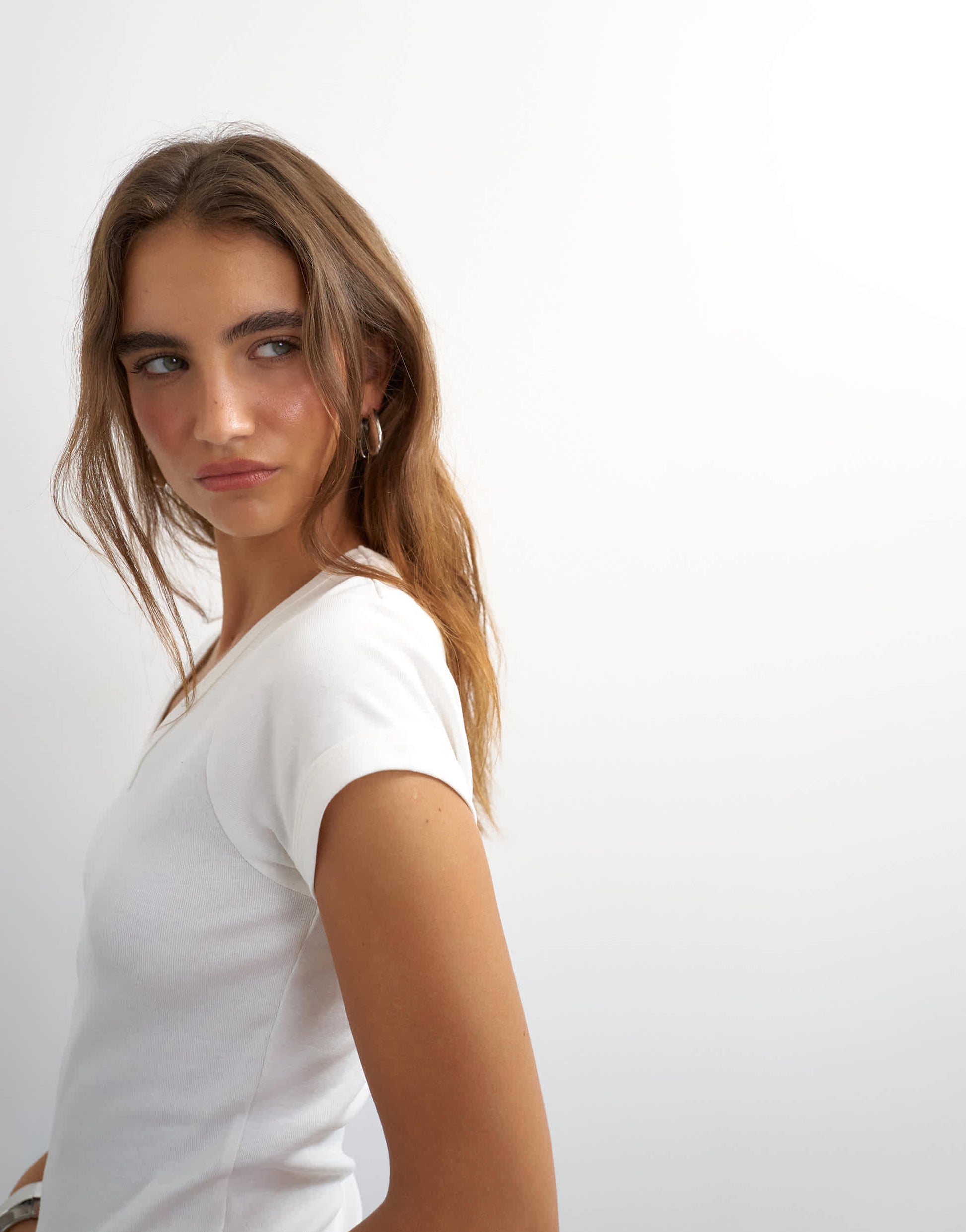 Topshop scoop v baby tee in white