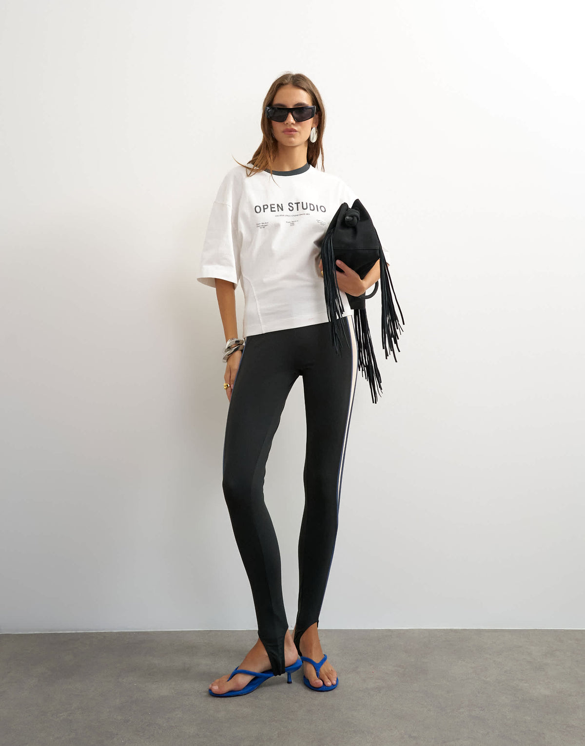 Topshop graphic cinched waist piping detail in ecru
