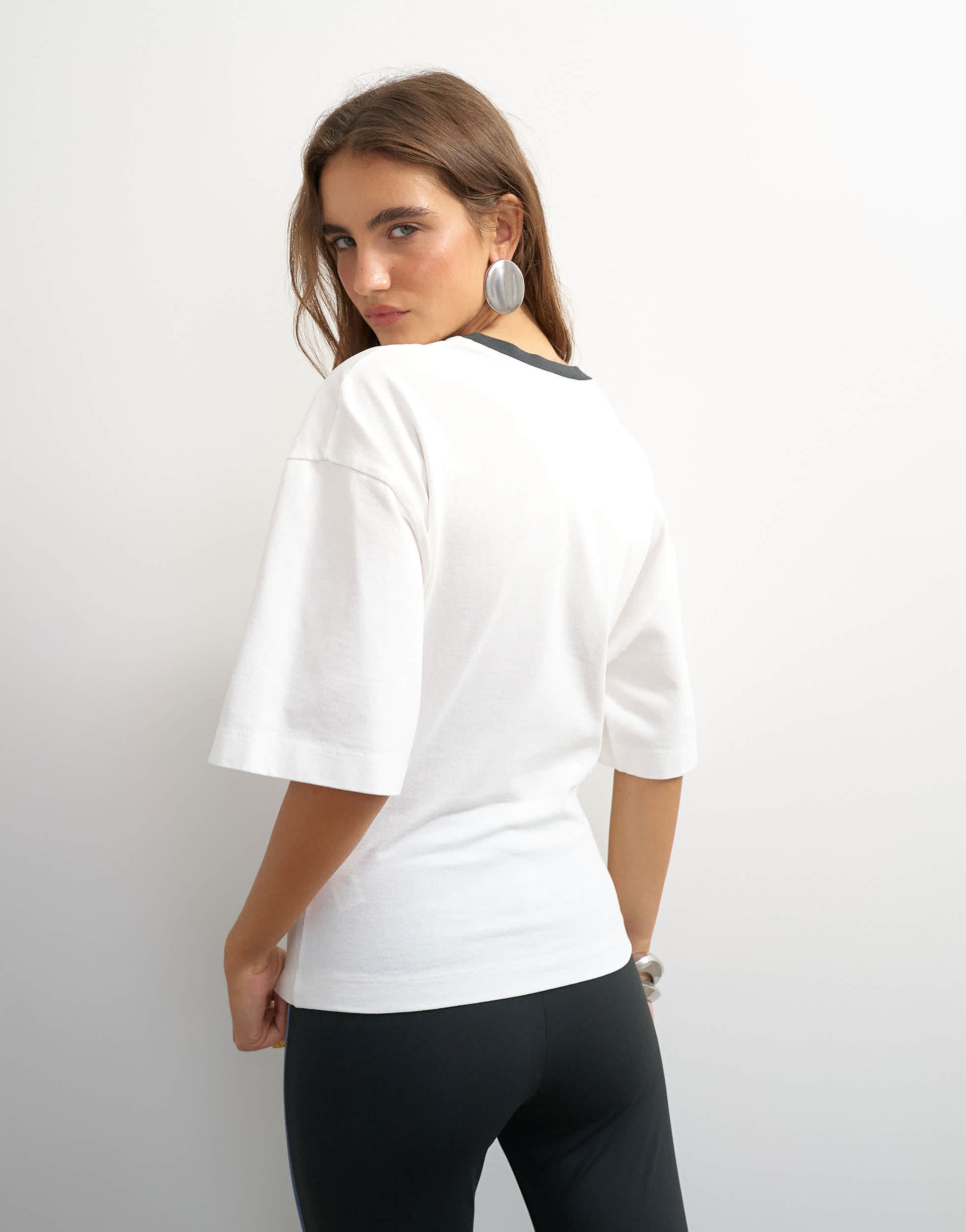 Topshop graphic cinched waist piping detail in ecru
