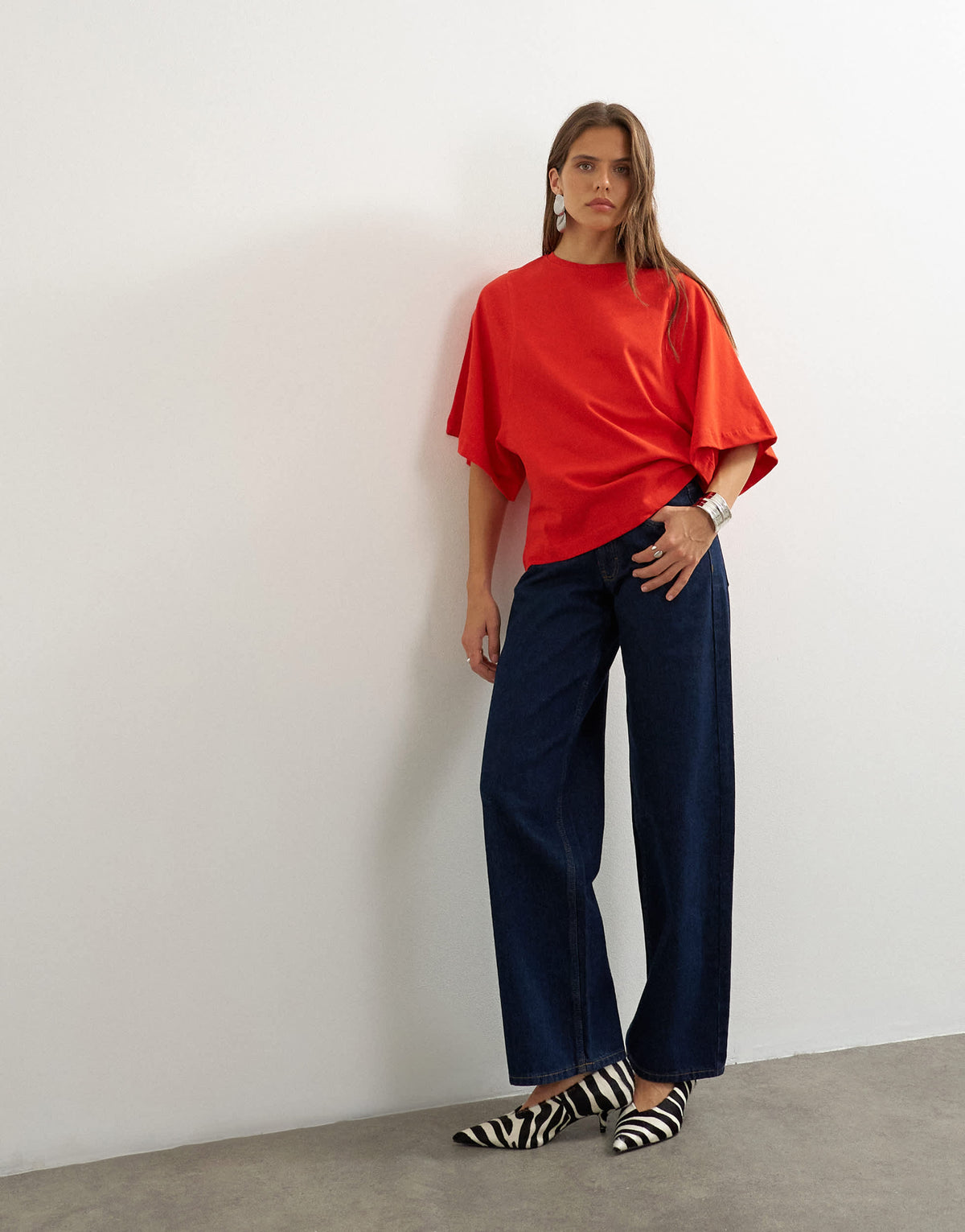 Topshop batwing t-shirt in red