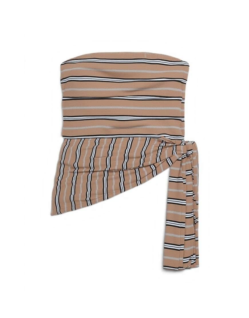 Topshop stripe tie detail bandeau top brown
