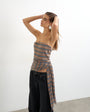 Topshop stripe tie detail bandeau top brown
