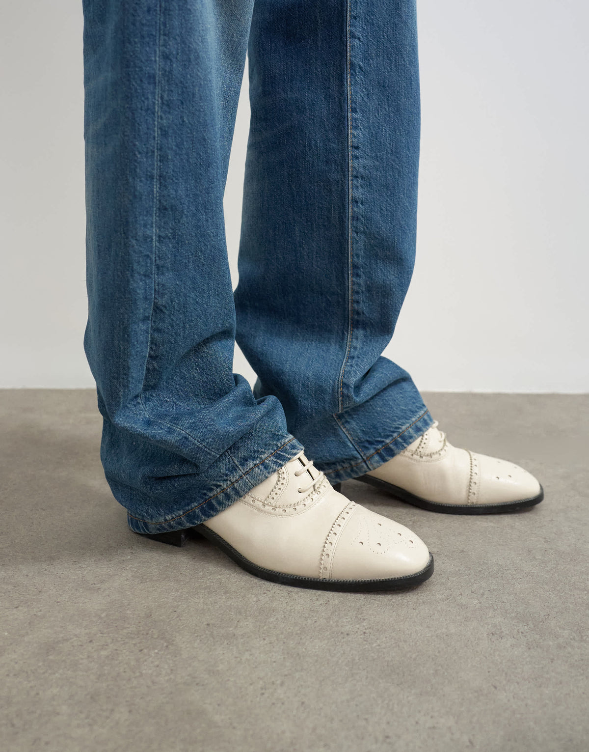 Topshop x Talia Byre premium real leather brogue in off white