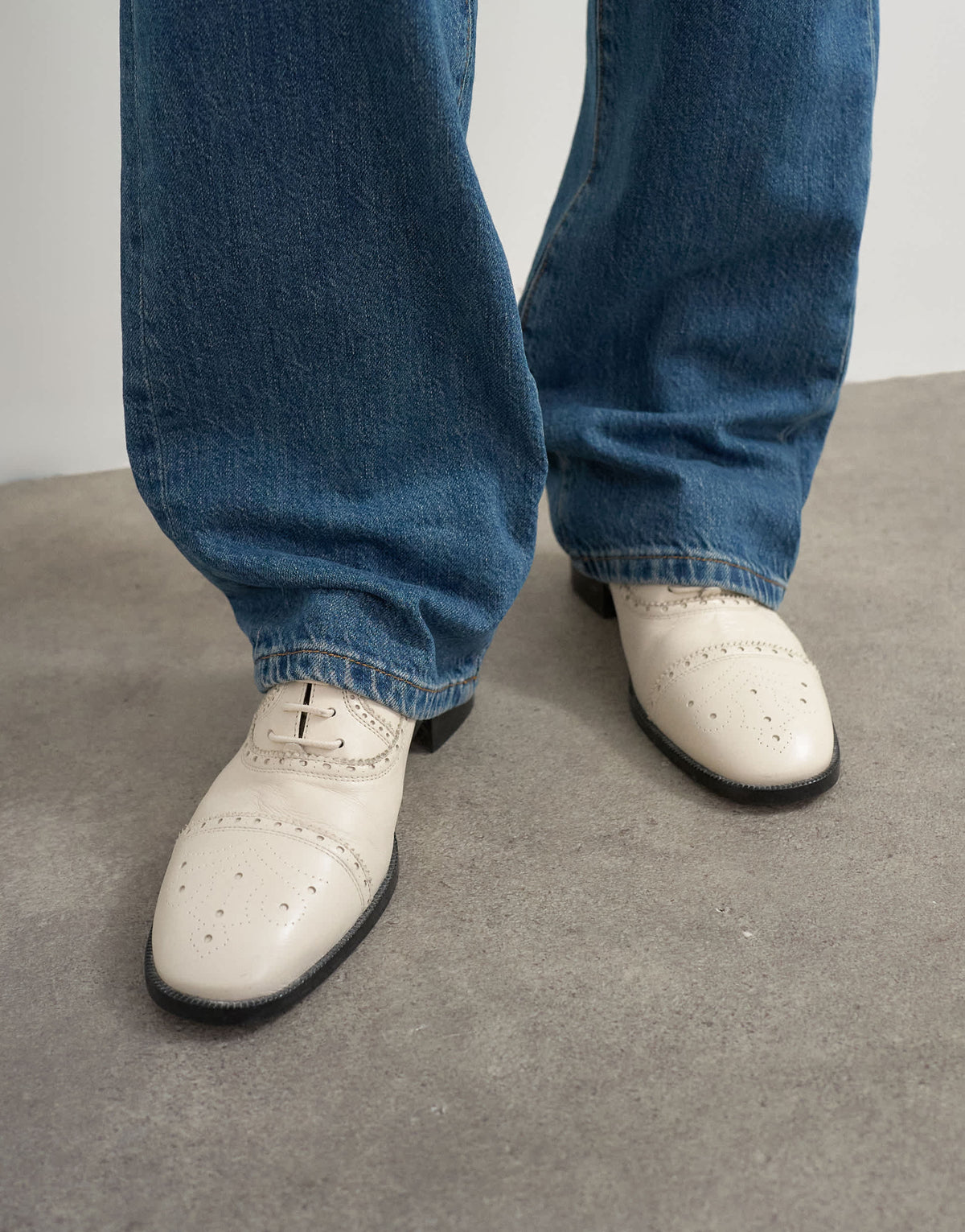 Topshop x Talia Byre premium real leather brogue in off white