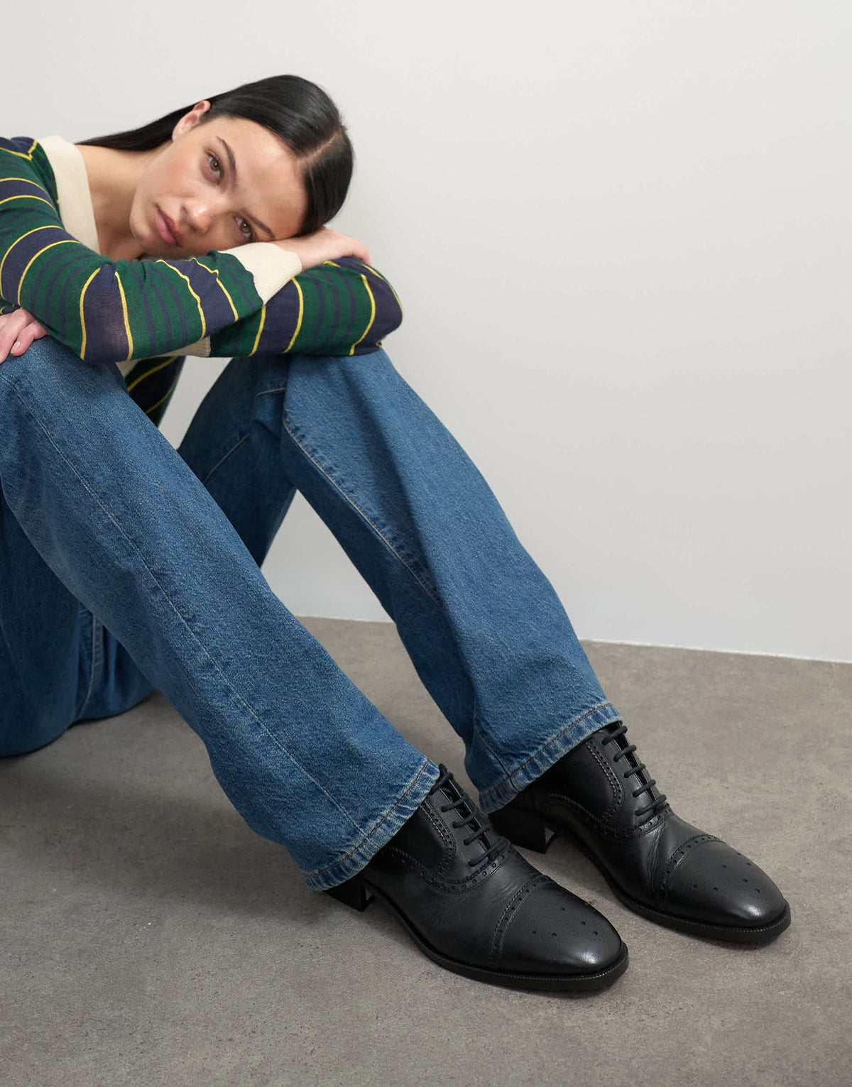 Topshop x Talia Byre premium real leather brogue in black