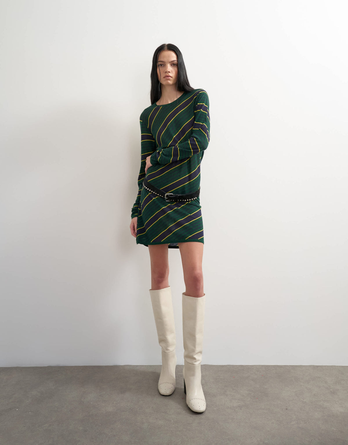 Topshop x Talia Byre premium real leather knee high boot in off white