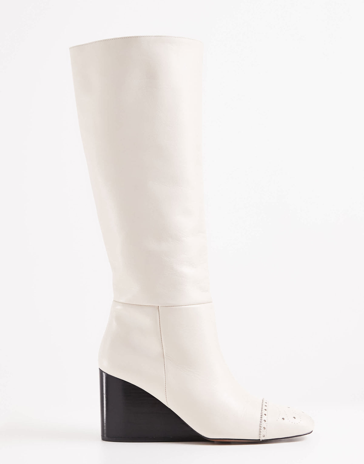 Topshop x Talia Byre premium real leather knee high boot in off white