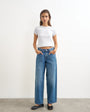 Topshop Cinch low rise relaxed jean in mid blue