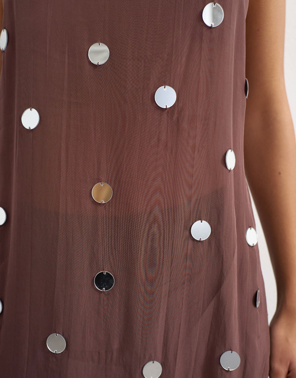 Topshop premium oversized sequin cami in chocolate