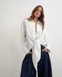 Topshop tie detail check shirt in white