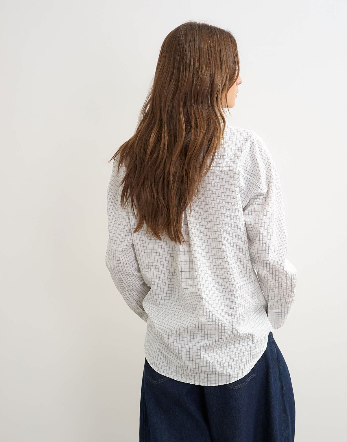 Topshop tie detail check shirt in white